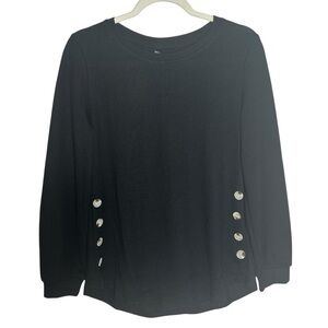 Rubzoof Black Button-Detail Women's Top NWT